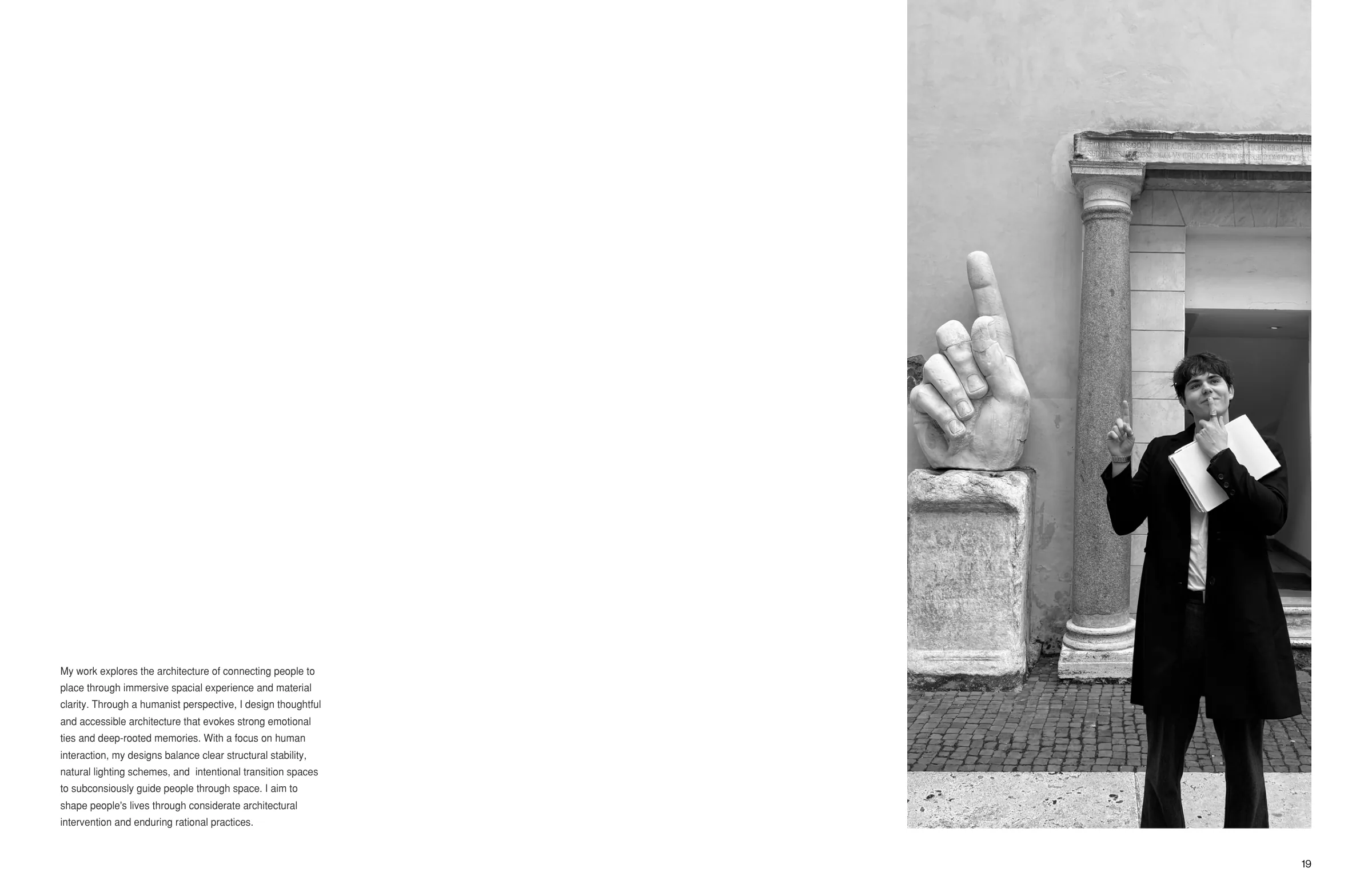 Portrait of Sean M. Daugherity and design statement.